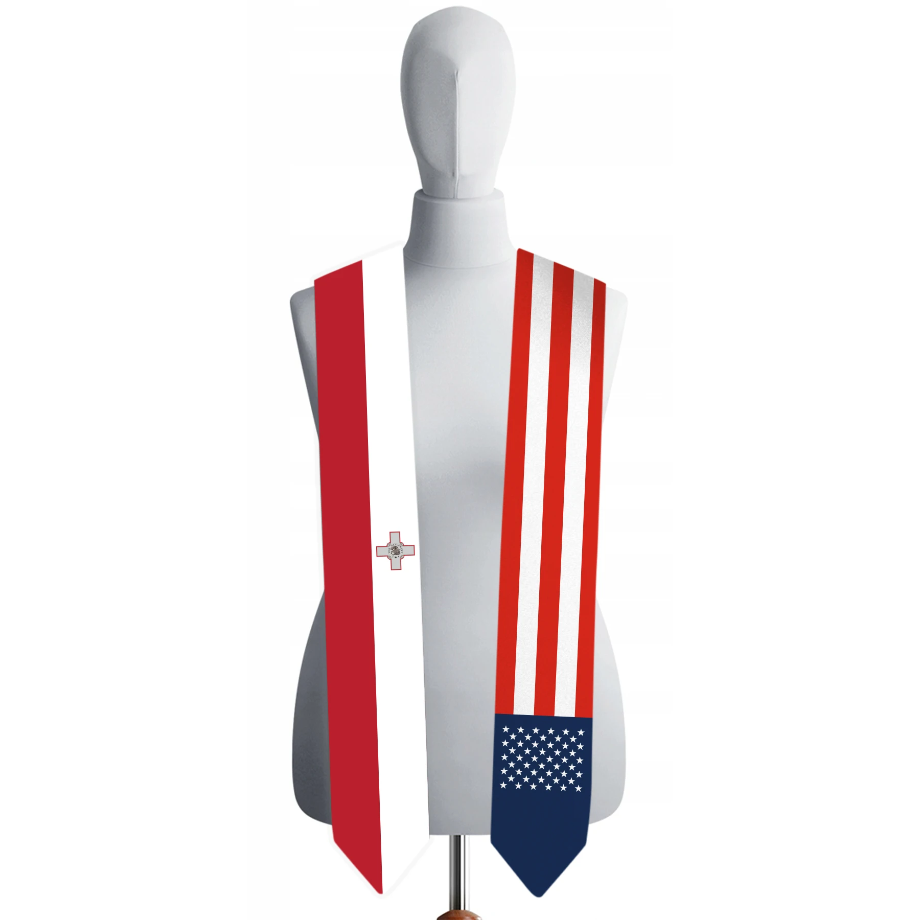 

13x180cm USA And Malta Flag Graduation Sash Bachelor Gown Accessory Graduation Sash Scarf