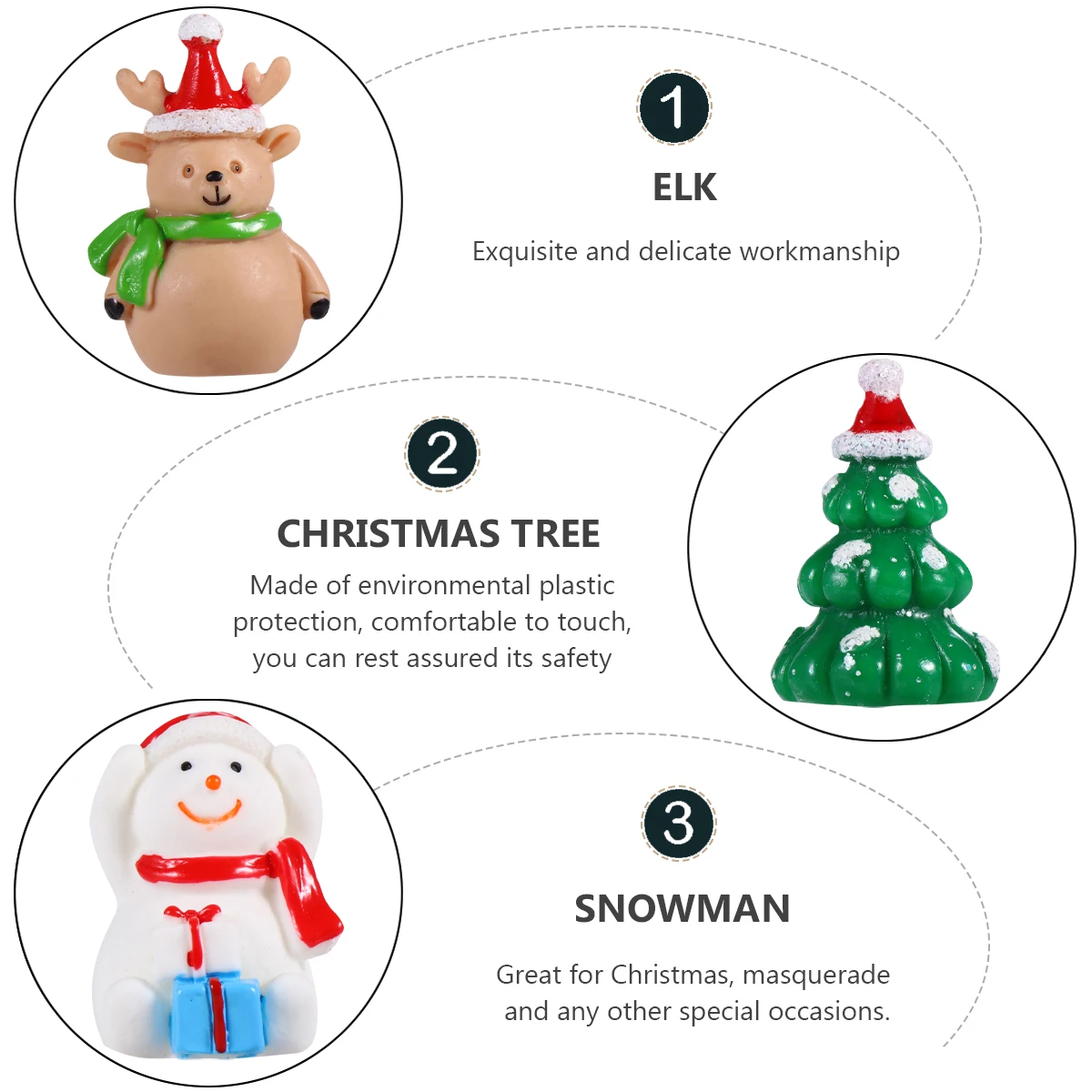 

15pcs Snow Scene Ornaments Christmas Resin Decor Micro Landscape Adornment Tree Tabletop Crafts Xmas Ornament Festive Party