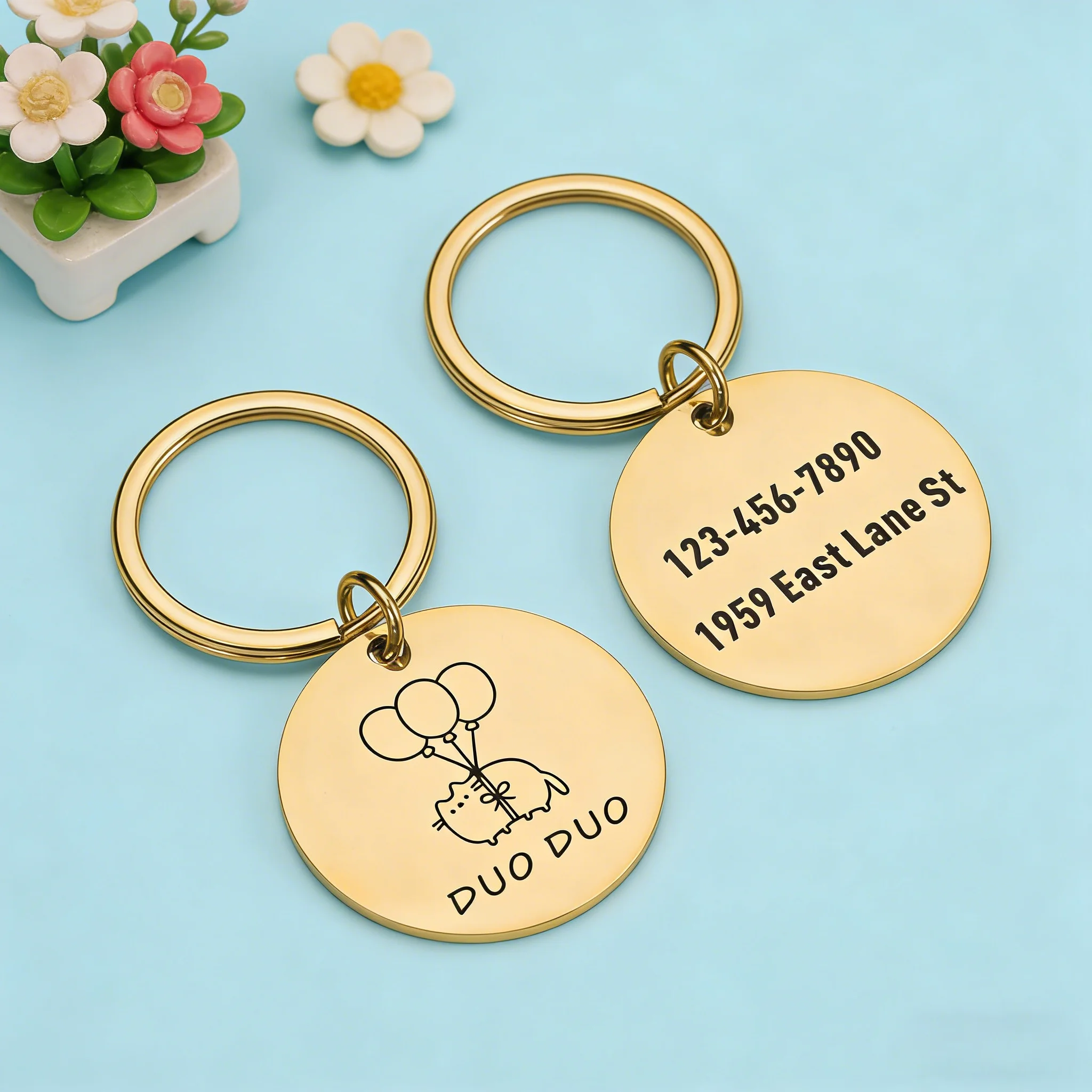 1 customized pet cat and dog tag - stainless steel laser engraved identification tag, personalized with pet name and owner numbe