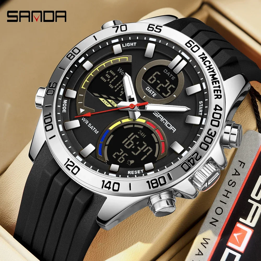 

SANDA новые мужские часы модные роскошные спортивные военные наручные часы мужские электронные водонепроницаемые часы хронограф Relógio Masculino