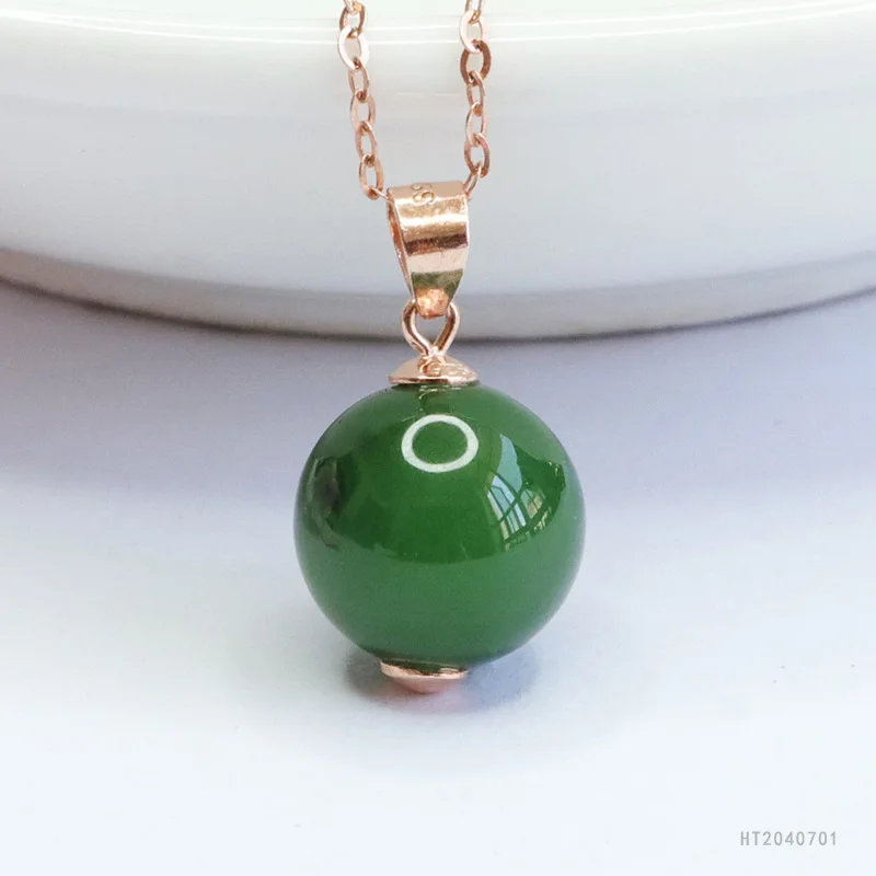 

S925 Sterling Silver Natural Green Hetian Jade Round Pendant Minimalist Zen Jewelry Gift HT2040701