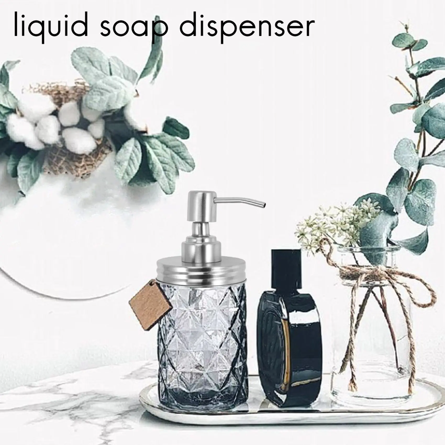 Confezione da 2 Coperchi per dispenser di sapone in barattolo Kit Dispenser di lozione in acciaio inossidabile Pompa per dispenser di sapone Coperchi per dispenser di sapone Antiruggine Bagno CALDO