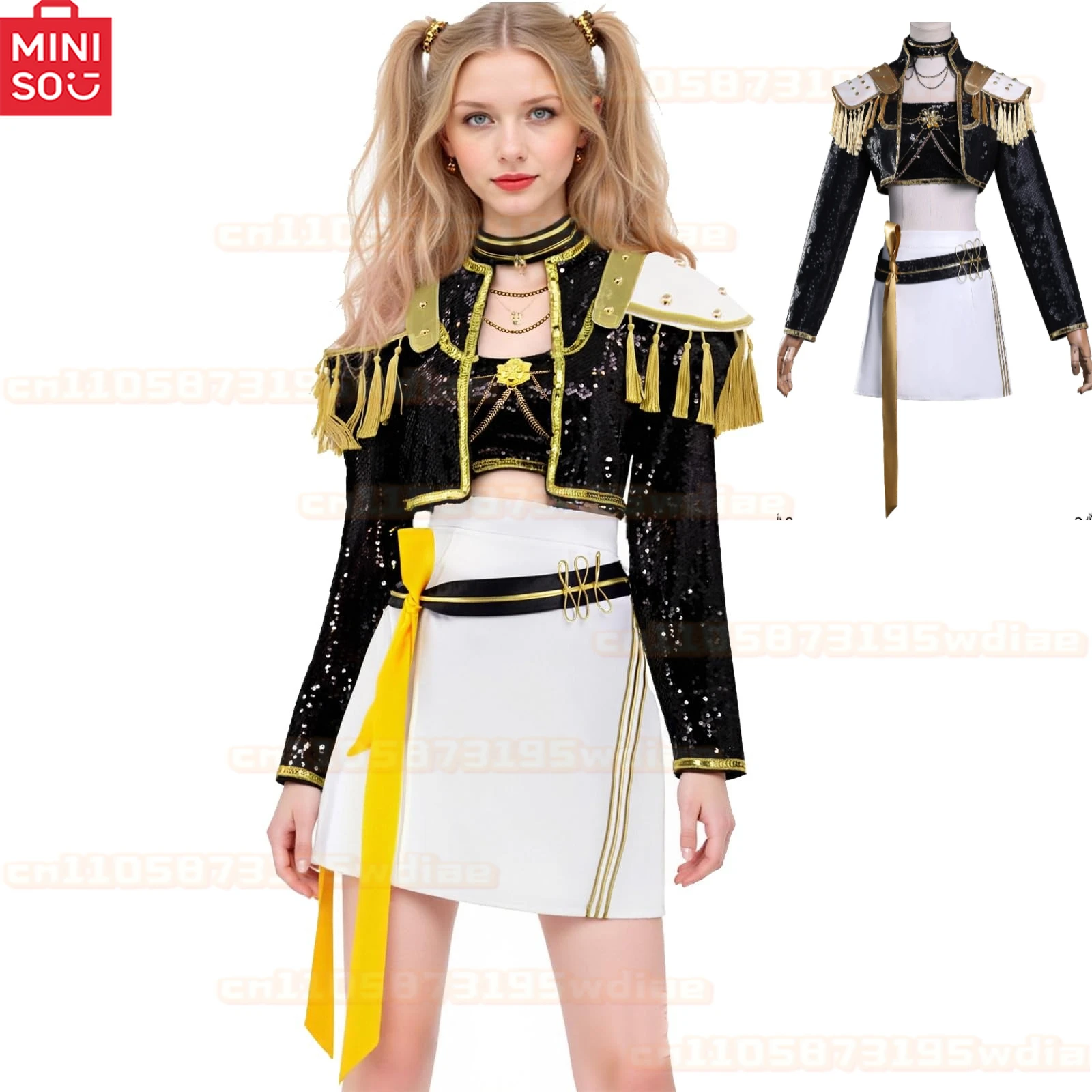 

NEW Kpop Demon Hunter Huntrix Mira Cosplay Costume Wig Zoey Rumi Cos Anime Cos Black Glod Costume Full Set of Clothes for Woman