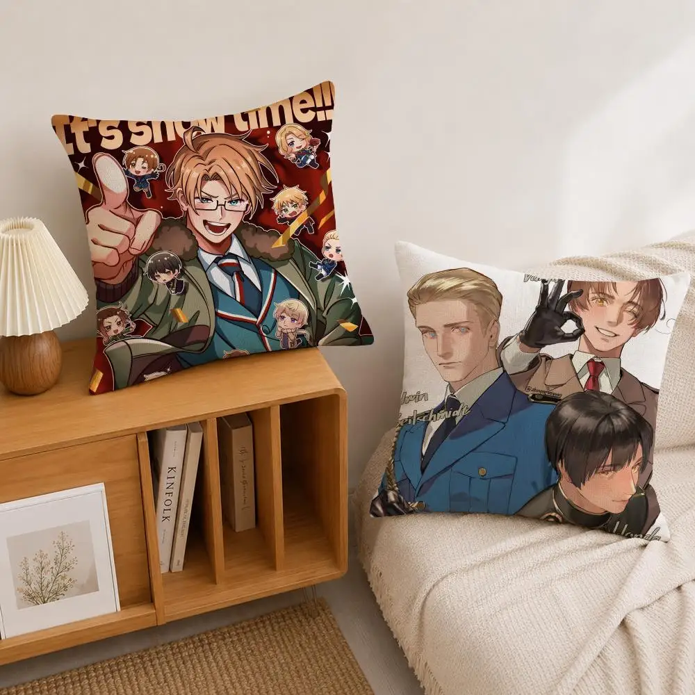 Anime Hetalia World Stars Cushion Cover Natural Linen Pillowcase Set, All-in-One Decor for Sofa, Bedroom & Chair