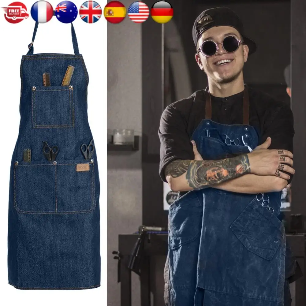 Unissex pendurado pescoço hotel restaurante café barbeiro padaria garçom denim avental cabelo penteado ferramenta estilo acessórios