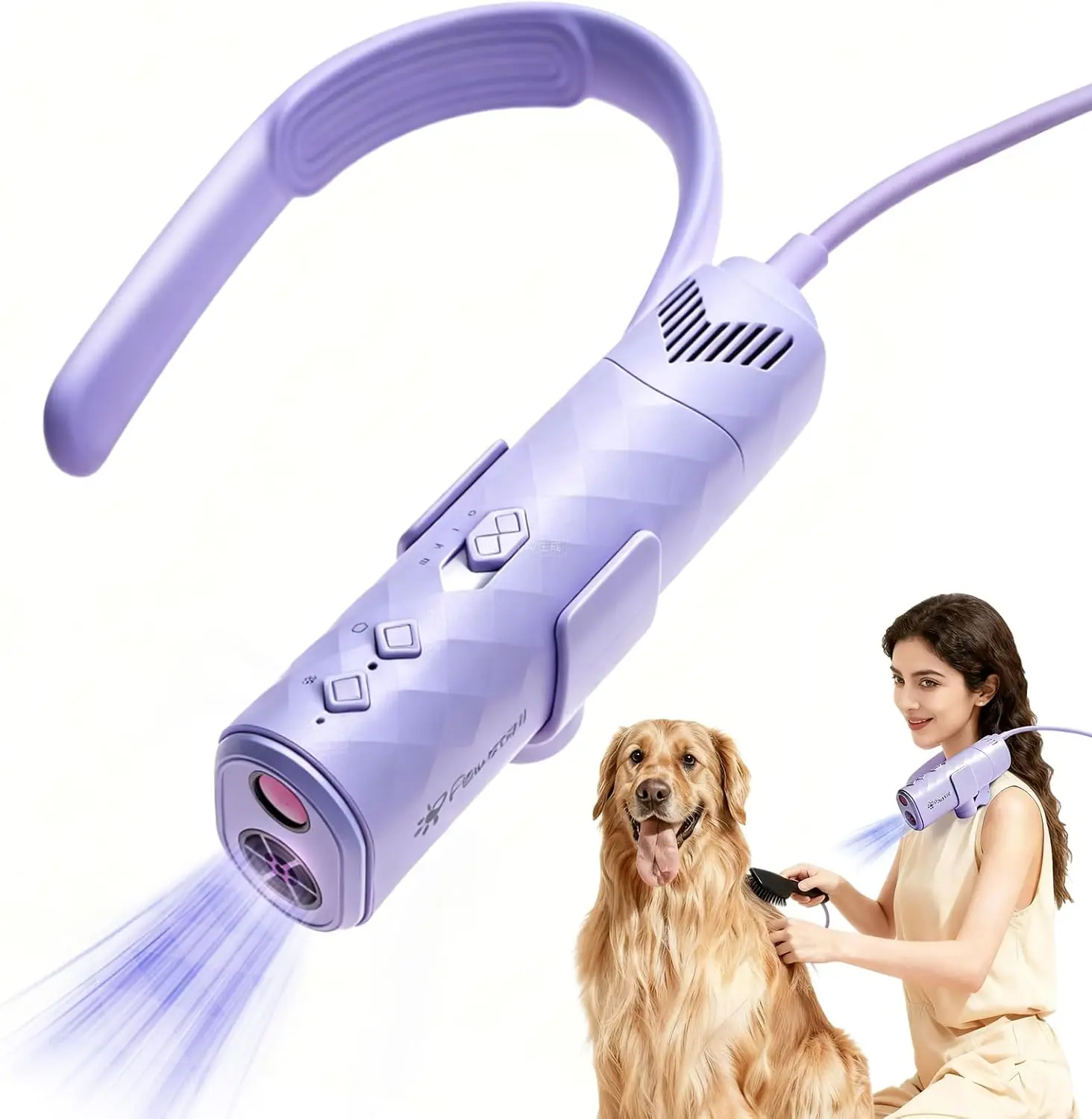 

Фен для собак для груминга, ручной и без рук, с низким уровнем шума, ультралегкий, с регулировкой температуры и скорости