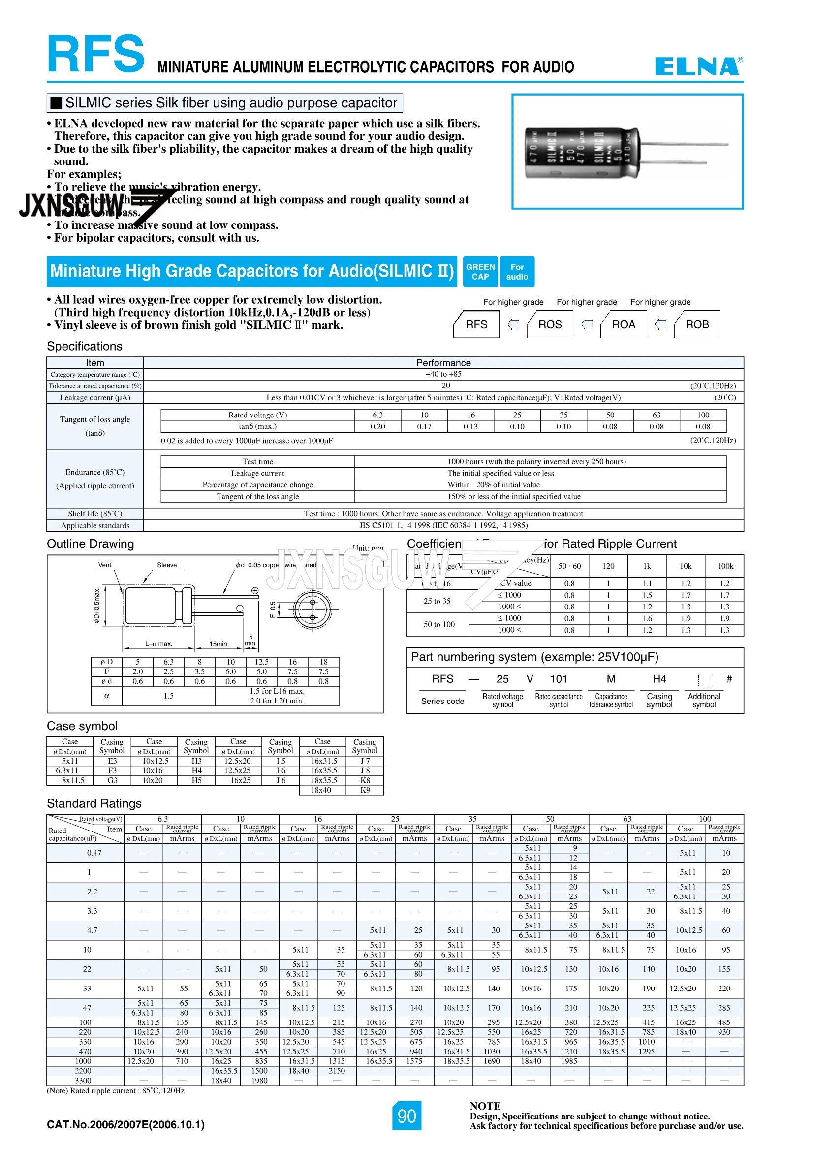 SILMIC II 50V2.2UF 5X11MM 2,2 uF/50V Original ELNA RFS SILMIC II 50V 2,2 UF 50V 85 grados, condensador electrolítico de audio de fibra de seda, 10 piezas