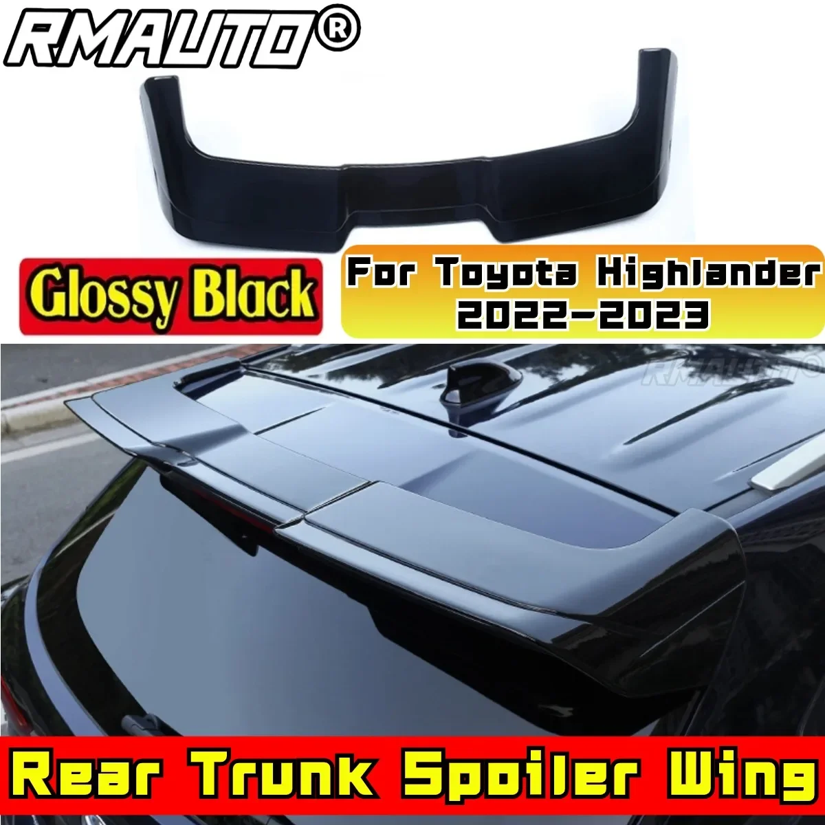 For Toyota 4th Generation Highlander Spoiler 2021 2022 2023 Rear Spoiler Body Kit ABS Plastic Car Rear Roof Wing Exterior Part