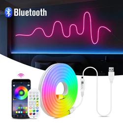 5V Neon Bluetooth lampki listwy RGB Led na zewnątrz wodoodporne 3535 ledy synchronizacji muzyki, taśma DIY z pilotem i aplikacją do sypialni