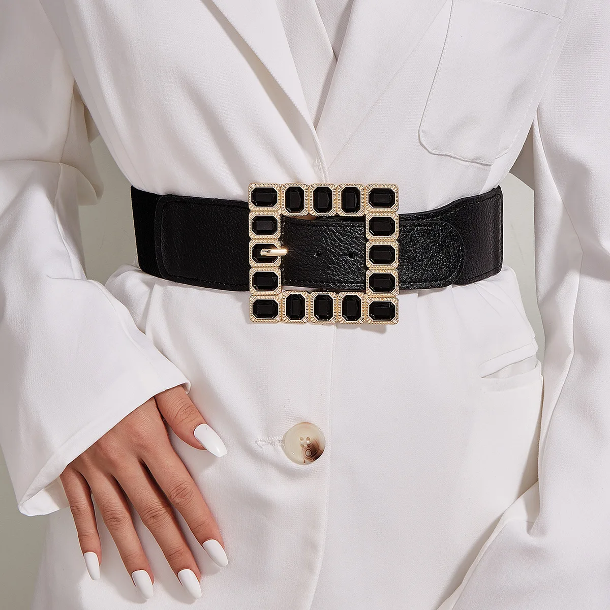 

Square Buckle Belt Women's Decorative Coat with Dress, Belt Waist Elastic Elastic Waist Seal Wide Belt for Women