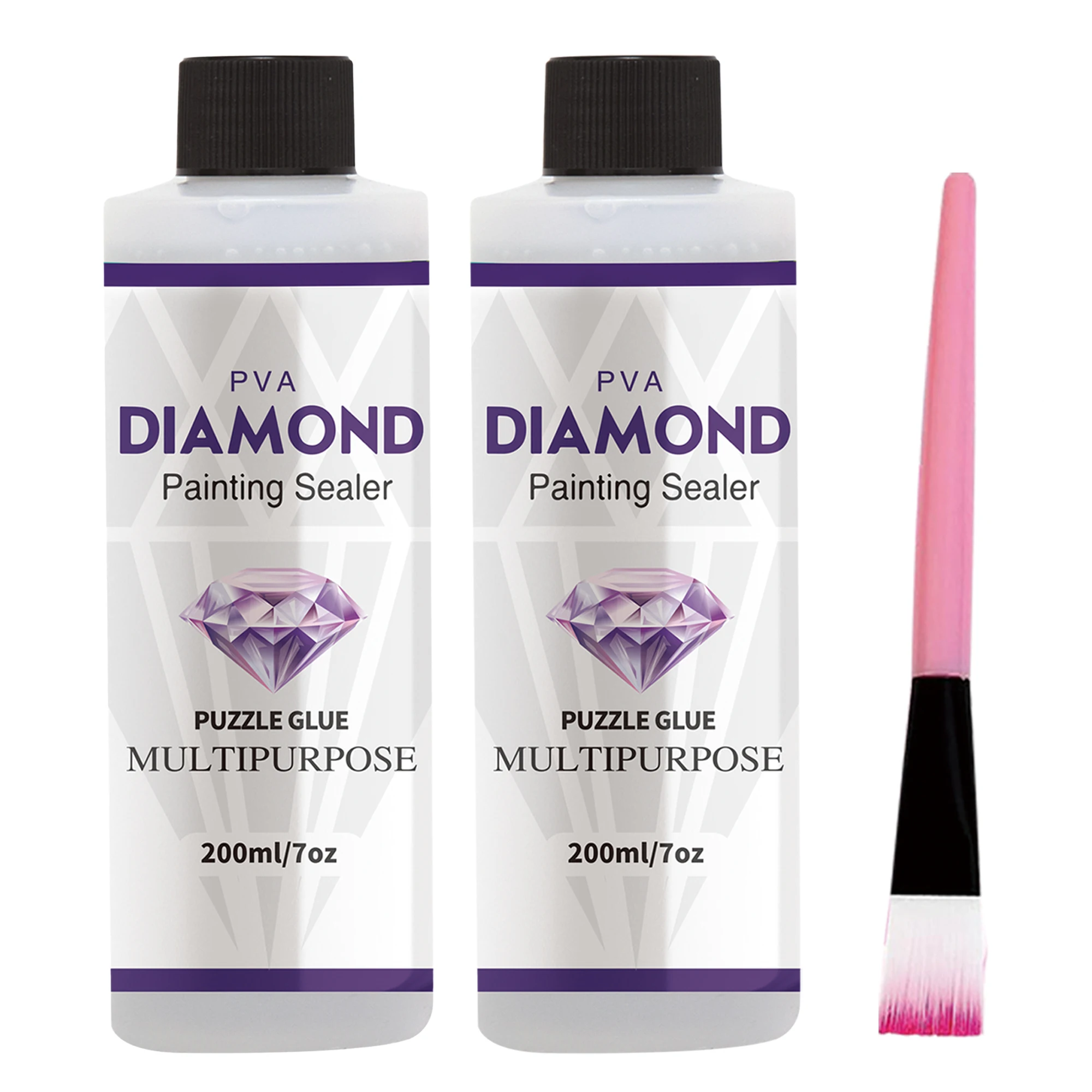 2 In 1 60 ML/200 ML Diamond Painting Sealer 5D Diamond Painting Art Lijm En Siliconen Borstel Permanente Hold & Shine Effect Sealer