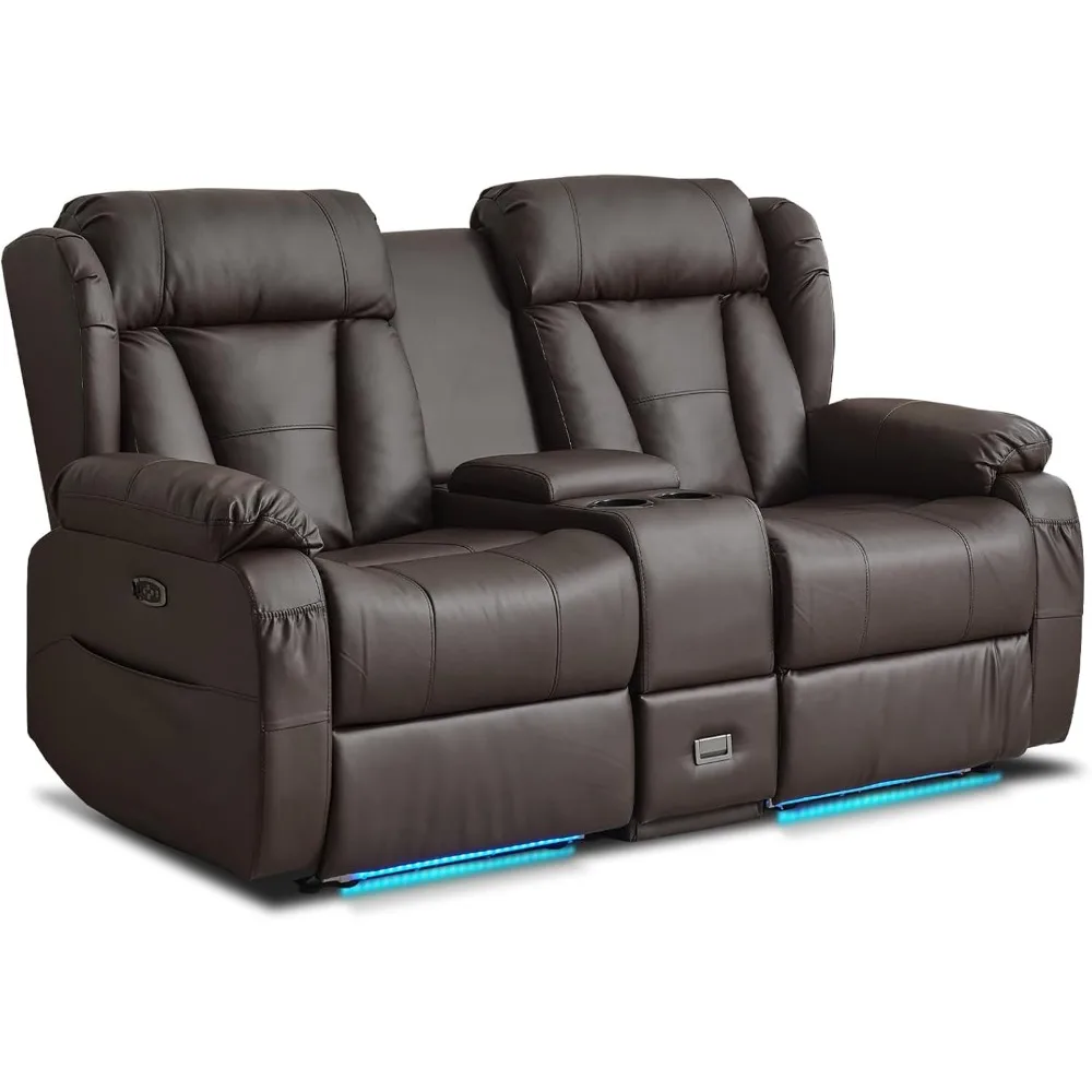 

Reclining Loveseat Sofa, Power Loveseat Recliner Couch With Console, Rv Recliners For Travel Trailers, Home Theater Seating