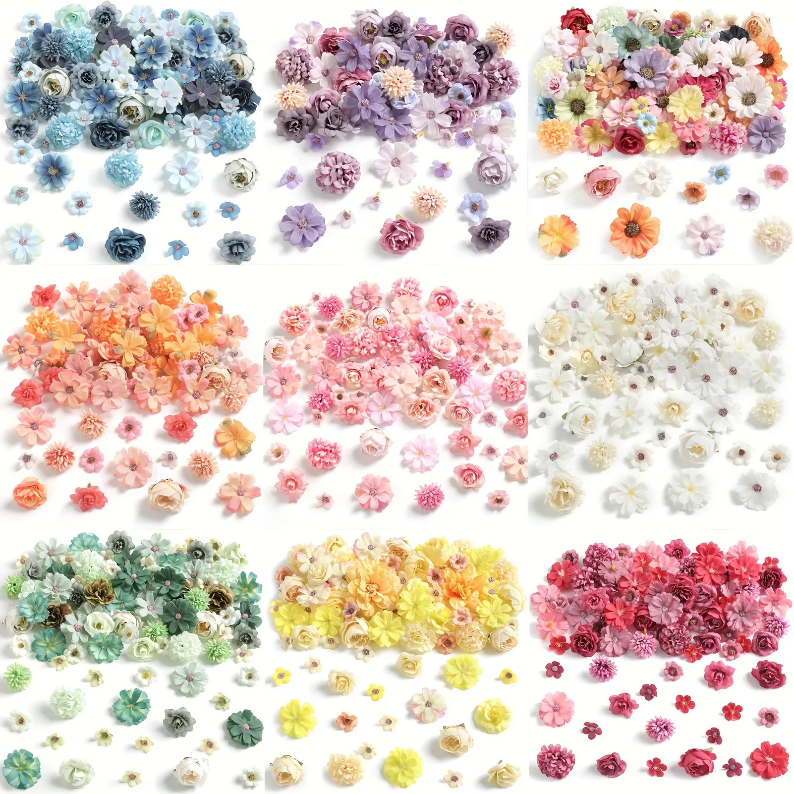 Tête de fleurs artificielles en soie, 60 pièces, fausses fleurs, décoration de maison, fournitures de fête, décoration de mariage, cadeaux artisanaux, accessoires de couronne