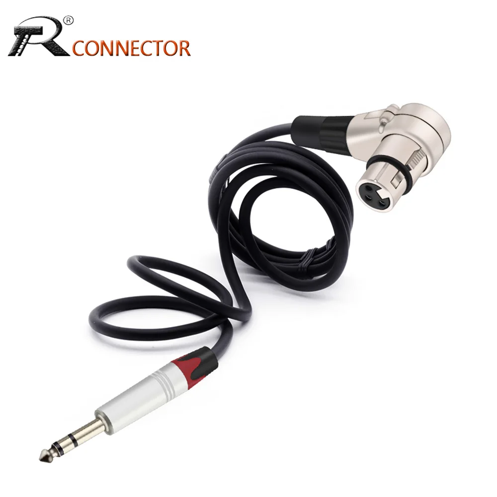 3PINs 6.35mm Stereo XLR Connector Head 90 Degree Right Angle Male to Female Micphone Plug Audio Cable Curved Multi-directional