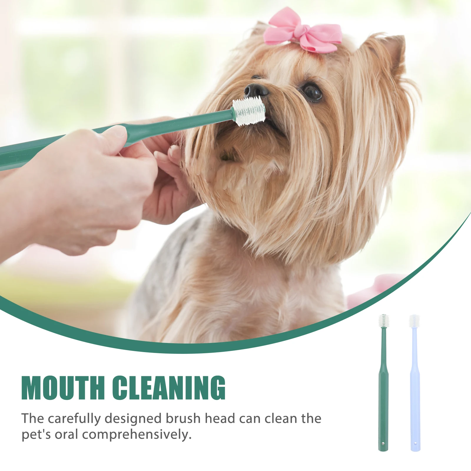 

2Pcs Pet 360Degree Cleaning H held Dog Cat al Care Brush Long Toothbrush ABS Material For Small Pets