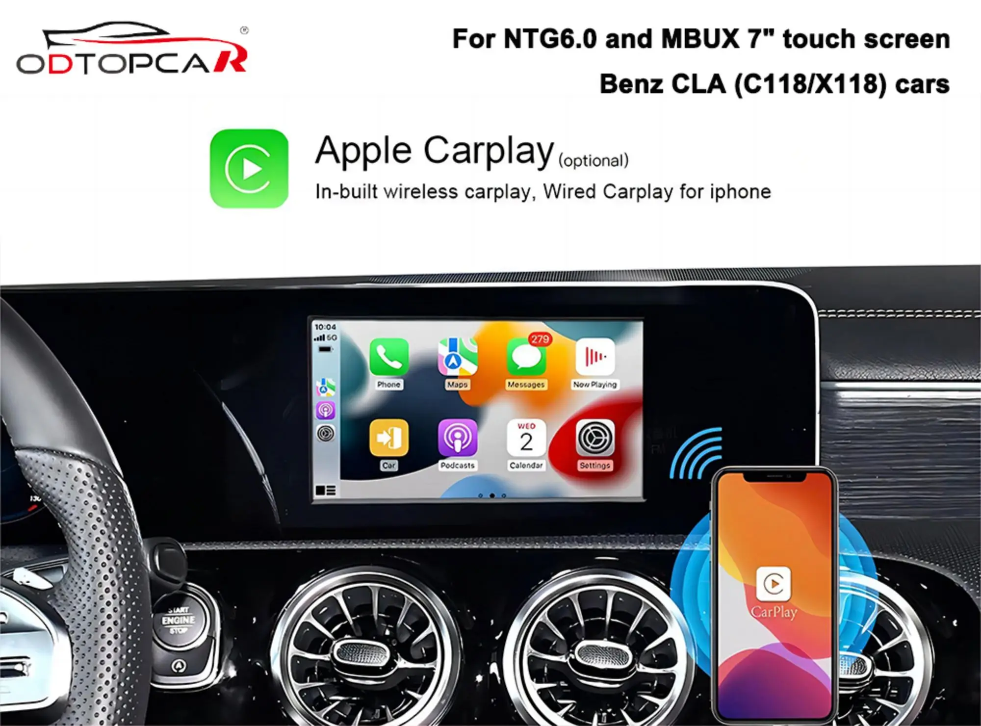 Wireless Car Play Adapter for Mercedes X118 C118 CLA MBUX Android Auto Upgrade Apple CarPlay Mirroring Android 13 System Stereo