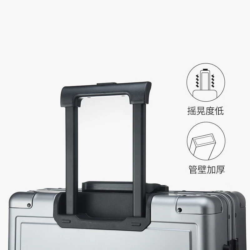 German all aluminum travel luggage carry-on male student trolley suitcase box metal aluminum pull rod box female boarding case