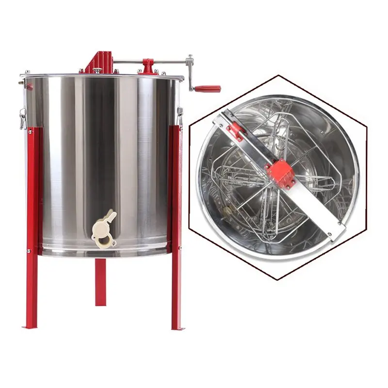 4 Frames Manual Self-Reversal Honey Extractor Food Grade Honeycomb Beekeeping Professional Extraction Hive Centrifuge Equipment