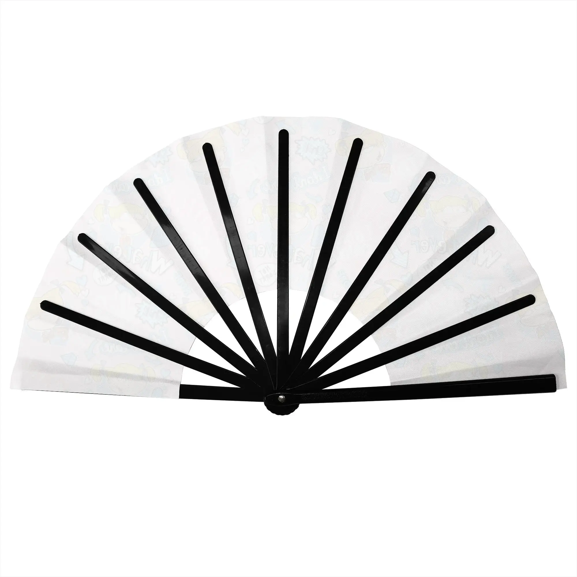 R-Rugrated Comic Manga Folding Hand Fan  DIY Anime  Polyester Fabric Fan Funny Summer Accessory Decorative Fans