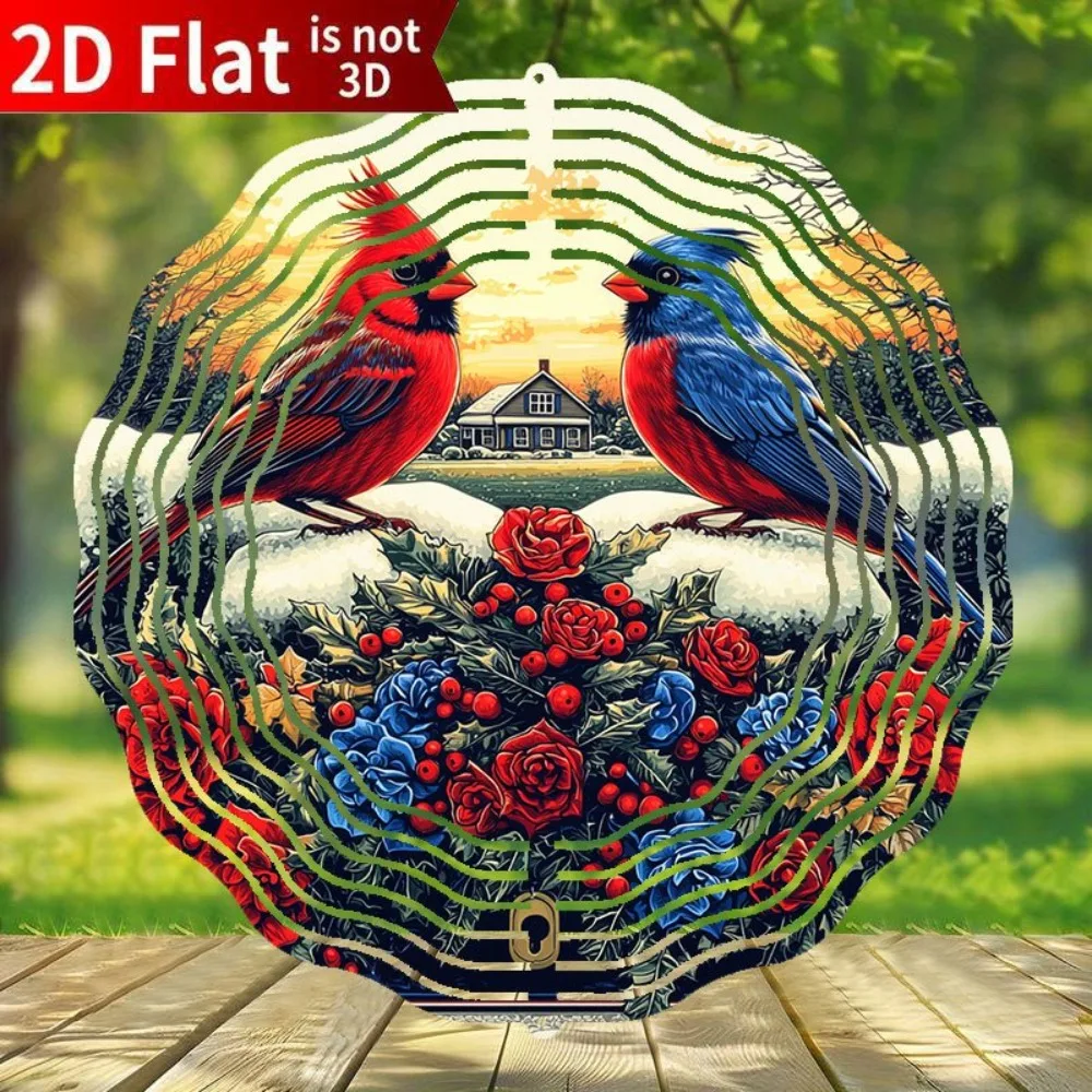 

Ветряной спиннер «Двойные кардиналы», кинетическое искусство, подвесной металлический декор для сада и двора, подарок