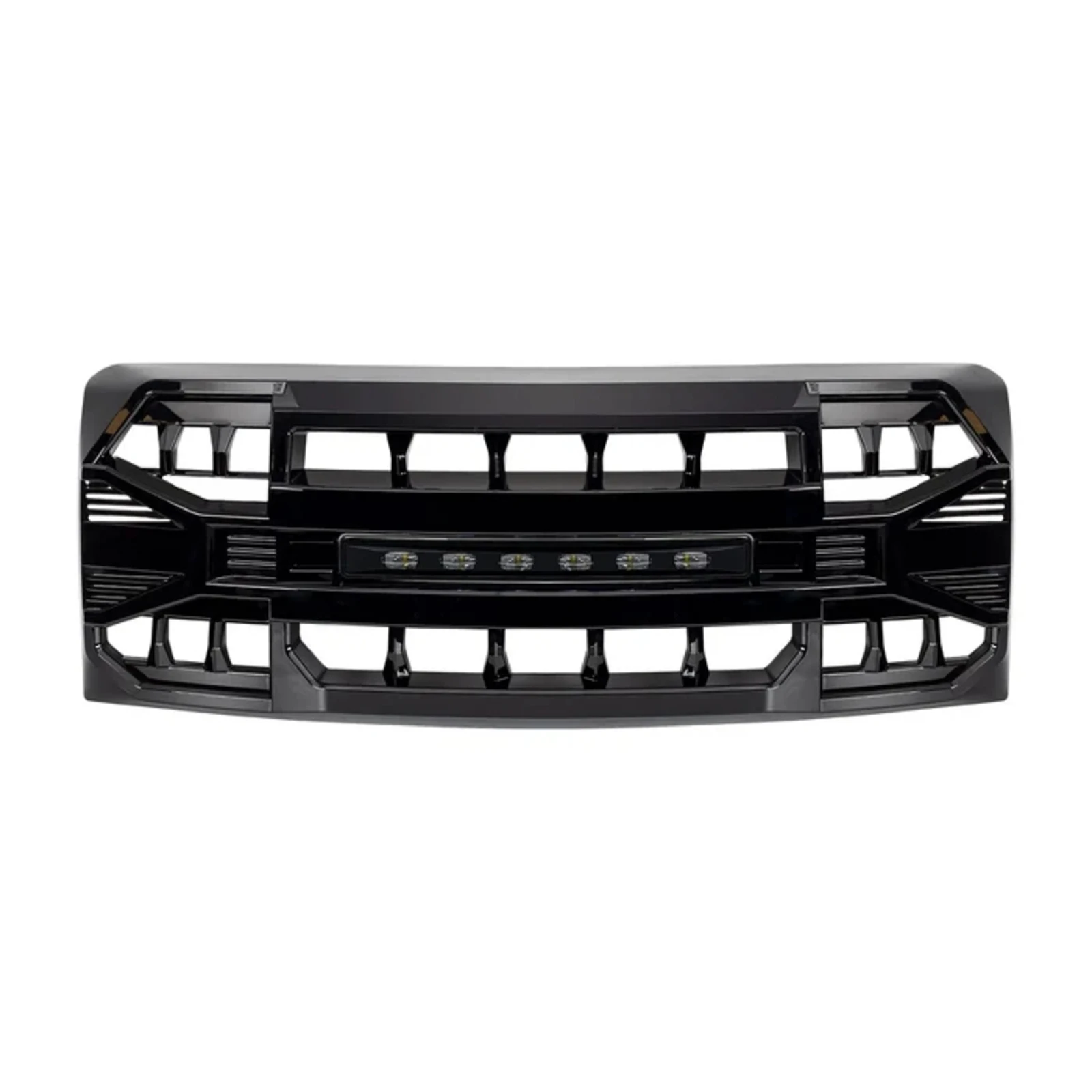 FOR 2009-2014 Ford F-150 Armored Grille with Off-Road Lights - Gloss Black OE 9L3Z-8200-BPTM