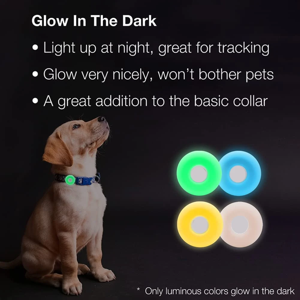 For Apple Airtags Case Anti-lost Pet Collar Luminous Silicone Protective Cover Sleeve For Airtag Air Tag Tracker Locator Device