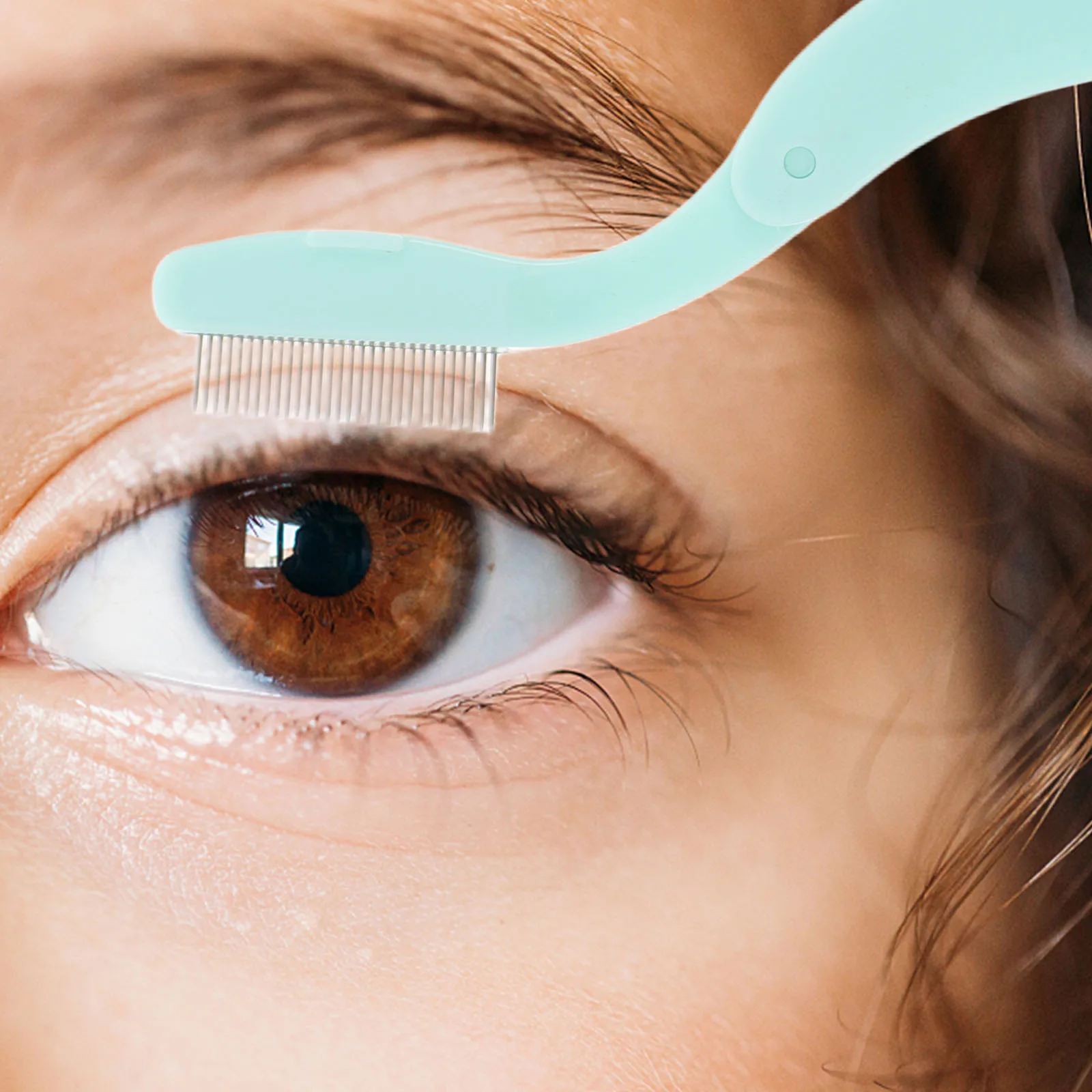 

5Pcs Folding Eyelash Comb Metal Teeth Portable Lash Separator Eyebrow Grooming Tool Crescent Shape Stainless Steel Beauty Tool