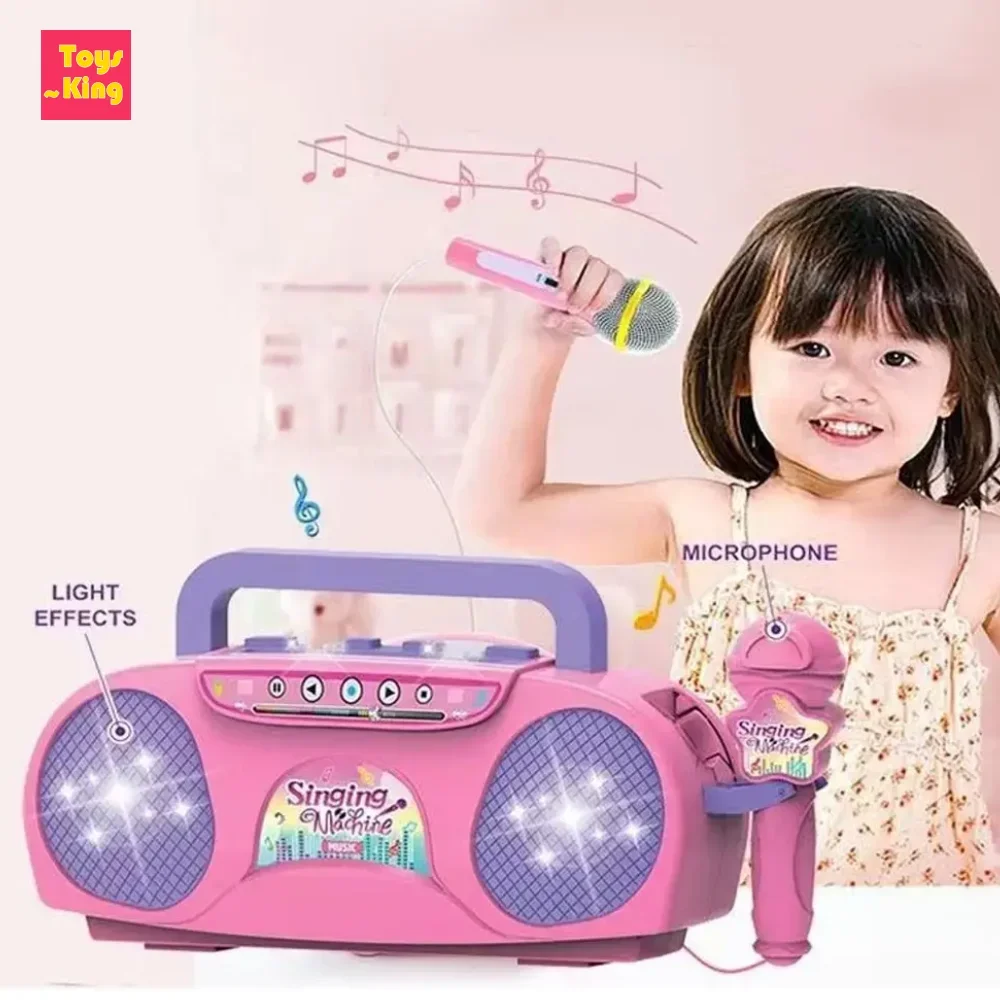 Zingen Microfoon Machine Kinderen Draagbare Karaoke Muziekinstrument Met Verlichting Sluit Telefoon Speelgoed Voor Meisje Jongen Educatieve Geschenken