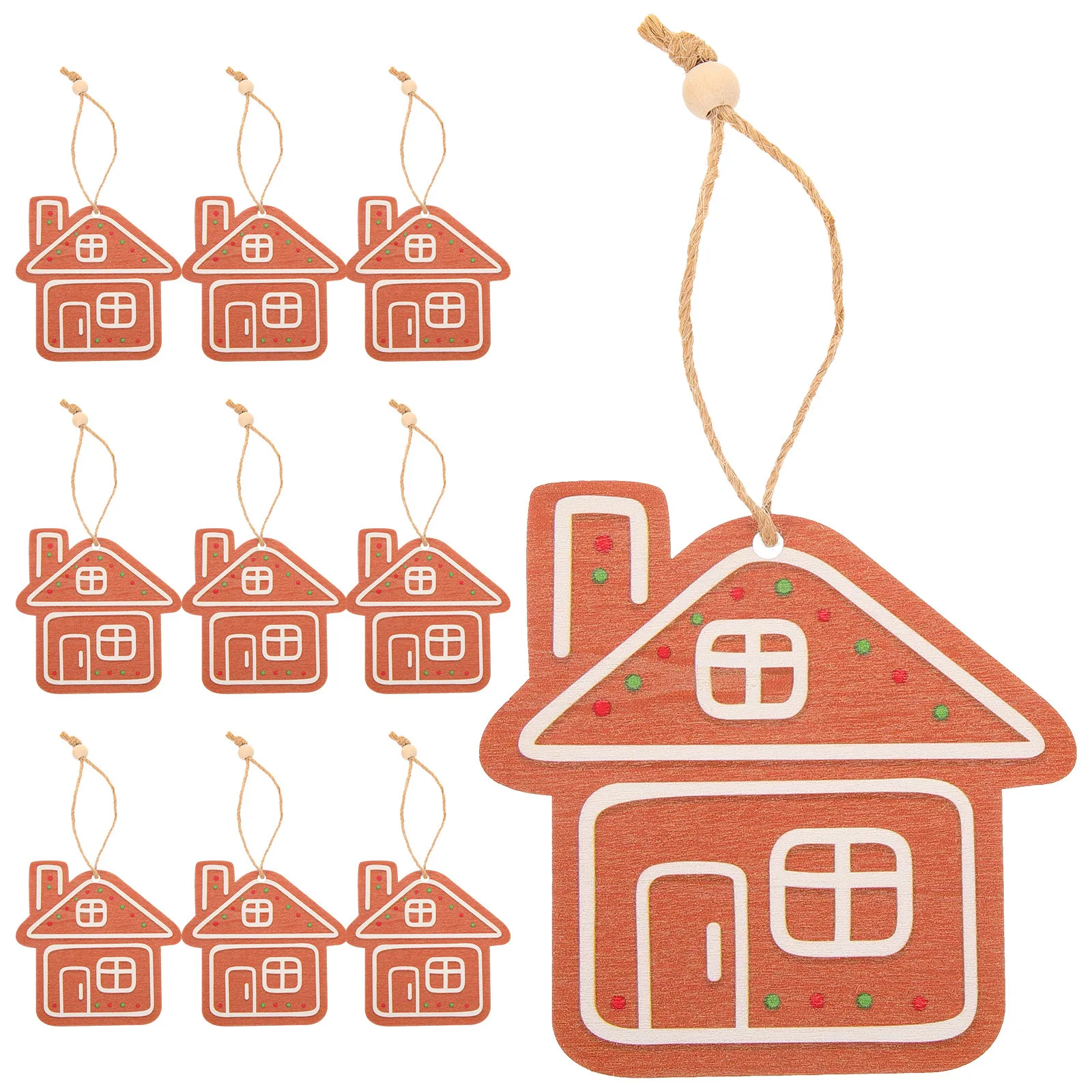 

10Pcs Wooden Cabin Tags Christmas Hanging Ornament for Xmas Tree Decor Festive Party Decoration Reusable Holiday Supplies