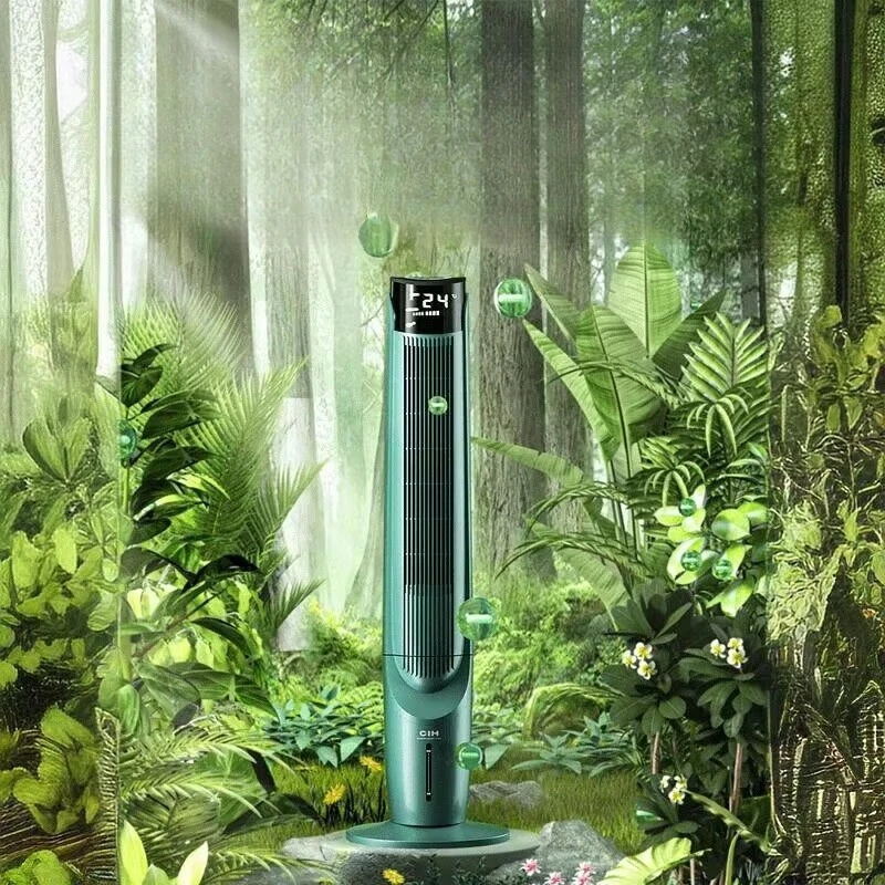 Bladeless floor-standing tower fan, intelligent application control, silent operation, humidifying dust removal