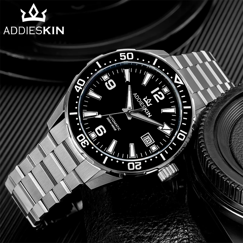 AddiesKin K009 High Grade Black Ceramic Bezel Watch Miyota 9015 200m Waterproof Scratch Resistant Dial Men's Mechanical Watch