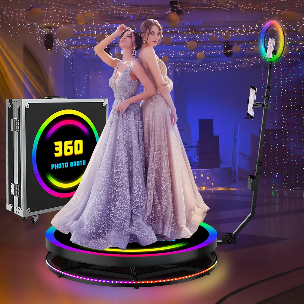 

Selfie 360 Photo Booth Machines 80cm 100cm for 1-5ppl 360Photo Camera Booth with Flight Case for Wedding Party Event Birthday