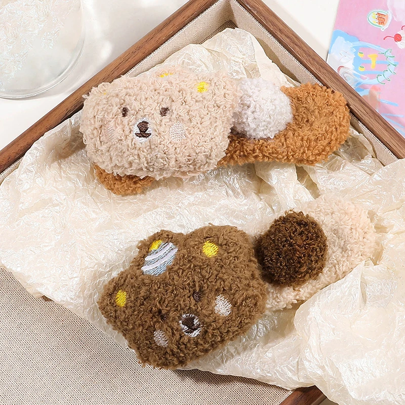 Cartoon Soft Plush Hair Clip Headwear Large Bear Sweet Cute Barrettes Hairpins Headdress For Women Hair Accessories