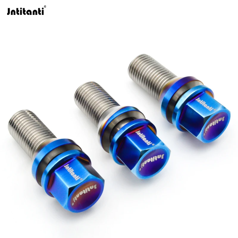 Jntitanti Floating washer Gr.5 Titanium 60 degree cone seat burnt blue wheel Bolts M12 *1.5*28mm for BMW Lotus etc