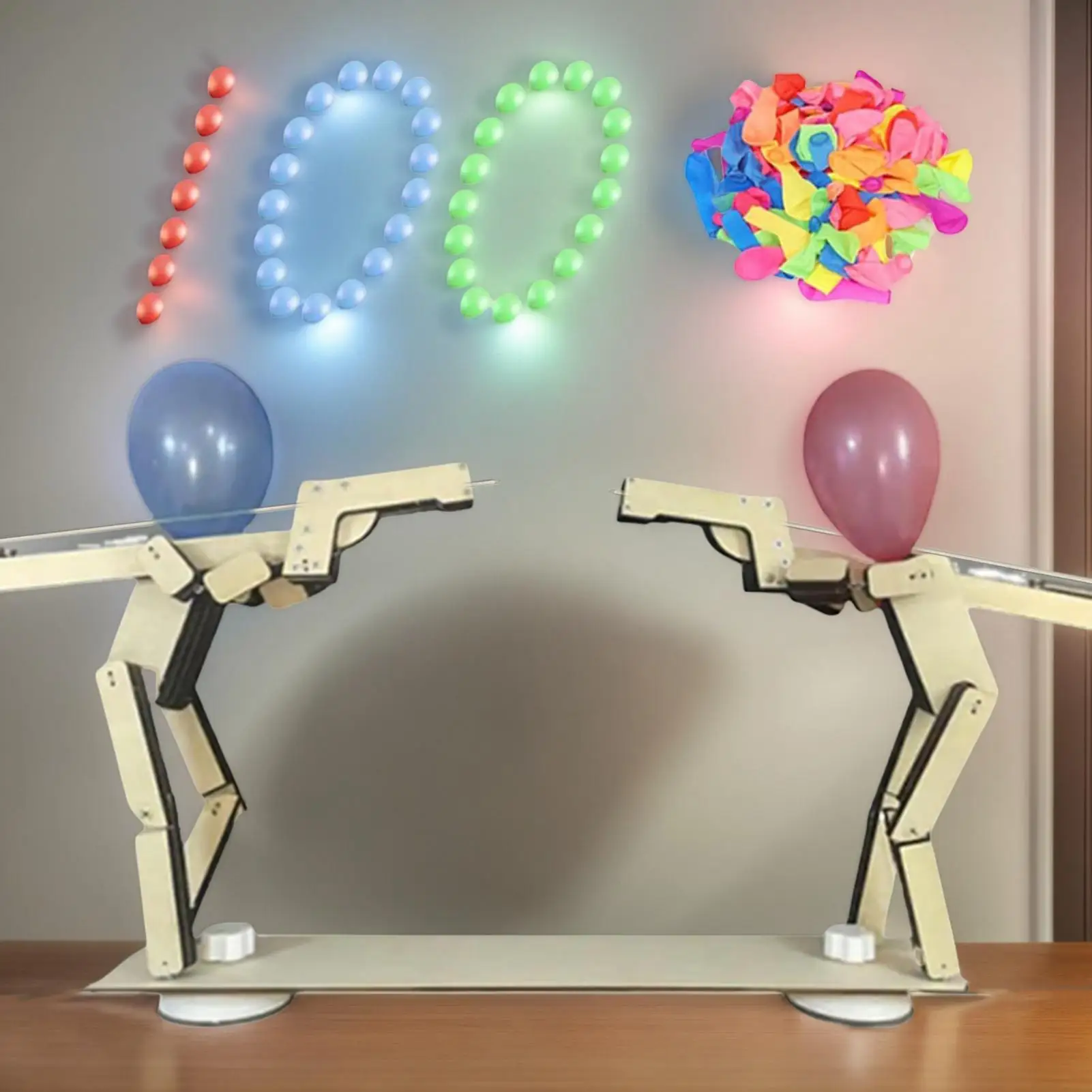 Whack A Balloon Game Handmade Puppet Battle balloon shooting strategy Board Game Fun Interactive Wood Toy with 100 Balloons