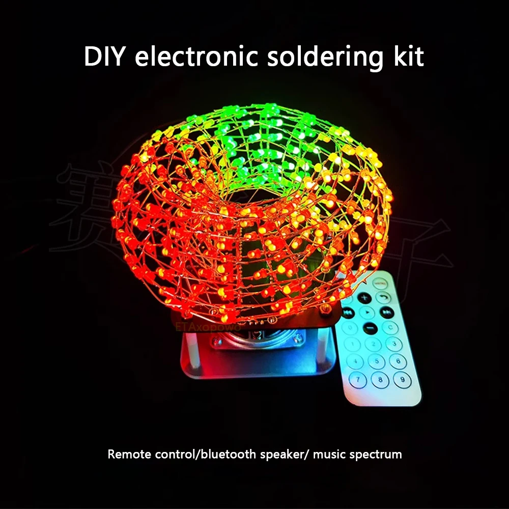 diy electronic soldering kit LED ring light cube with bluetooth speaker music spectrum( not assembled