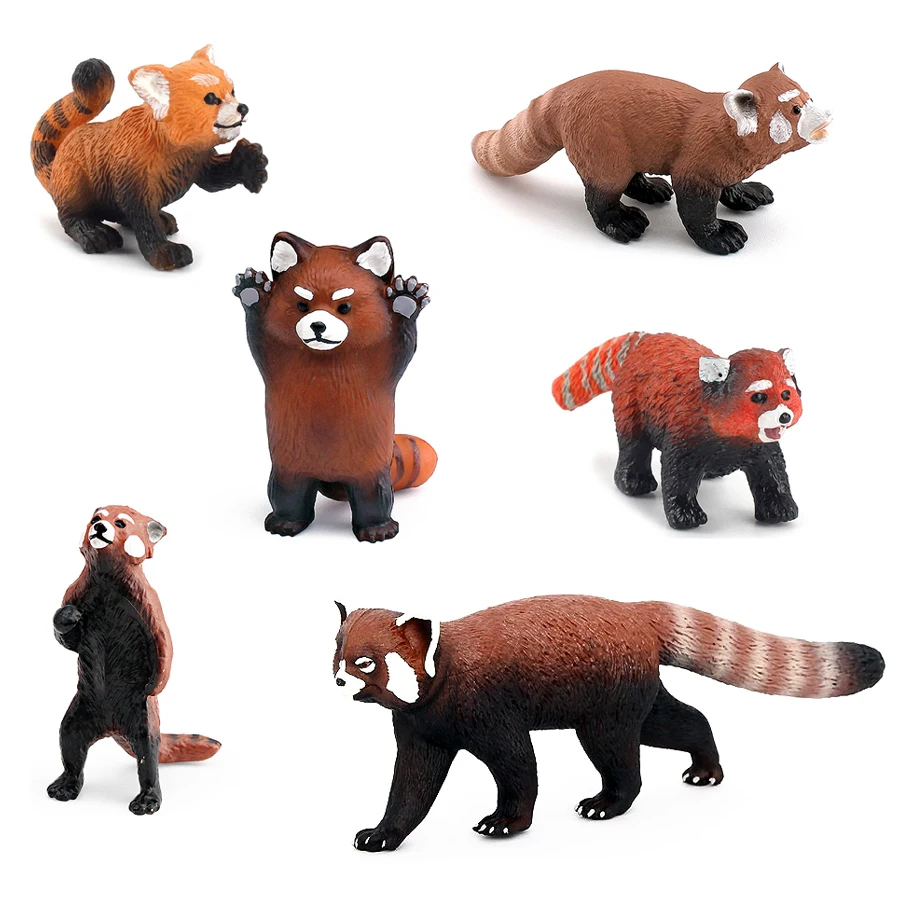 Realistic Wild Life Red Panda Figurine Lesser Panda Red Cat-bear Plastic Model Animal Figure Fun Educational Play Toy for Kid