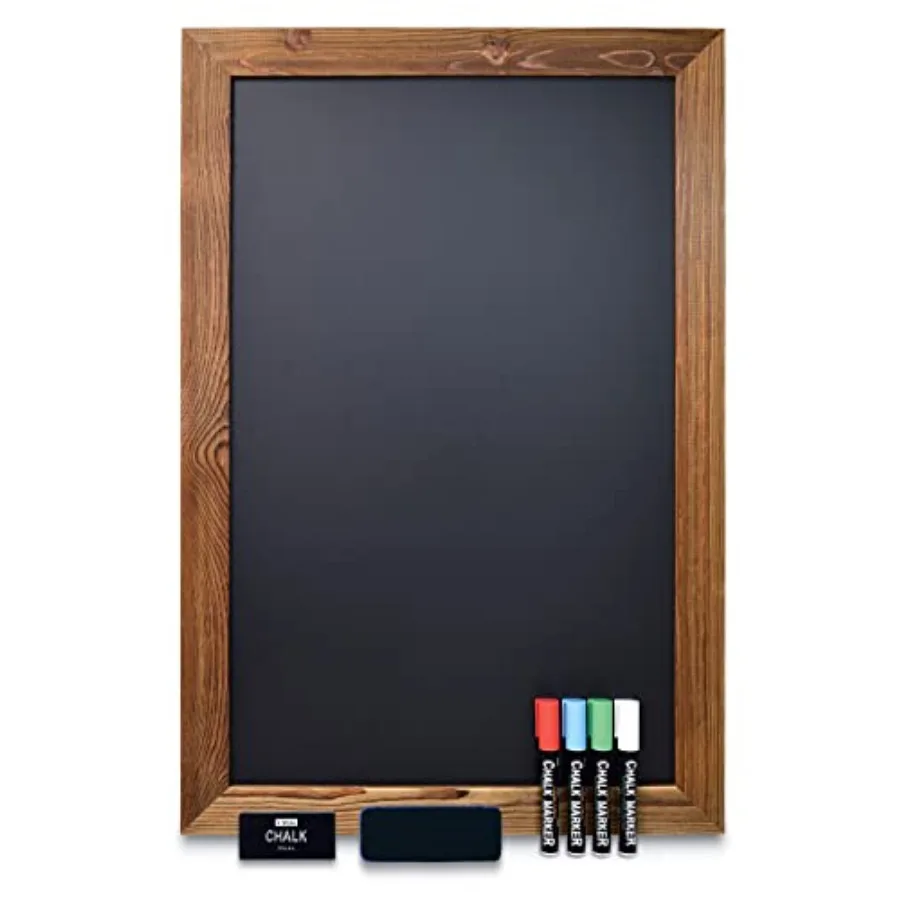 

Магнитная настенная доска для письма, очень большая, 20 x 30 дюймов, с деревянной рамкой в деревенском стиле, для вертикального или горизонтального крепления на стену, в комплекте 4 меловых маркера