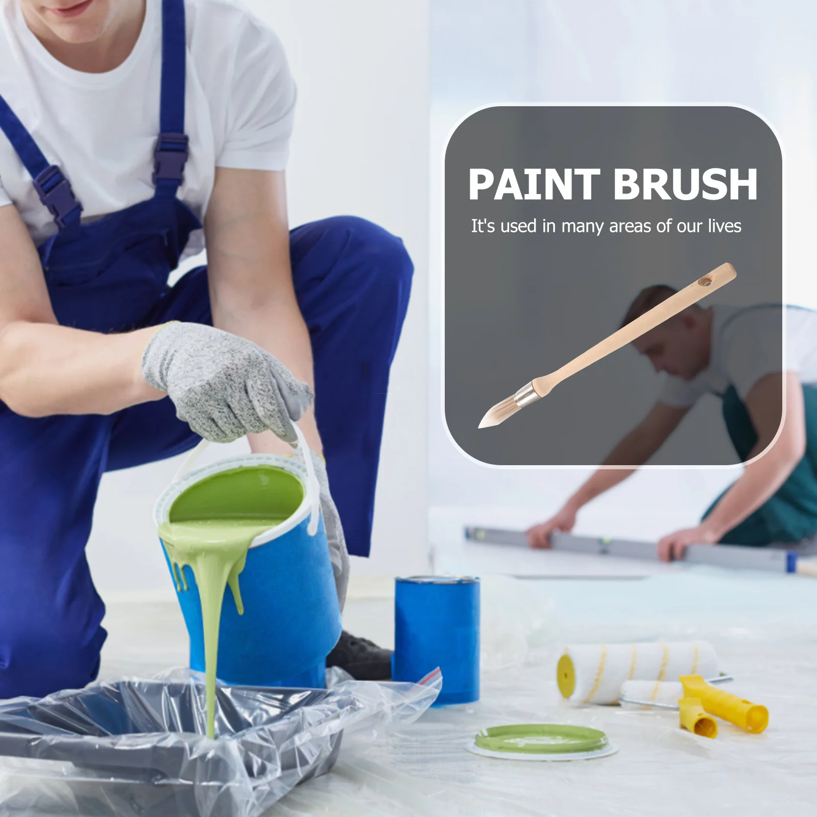 

Small Round Paint Brush Wooden Handle Professional Grade Bristles for Even Smooth Application Portable Reusable Painting Tool