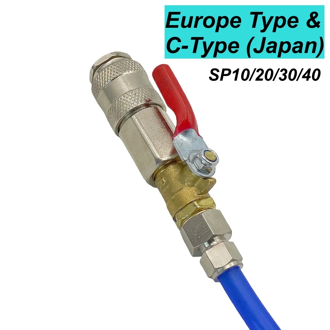 Air Hose Quick Connector Fitting With Valve Switch on/off Europe Type/ C Type Pneumatic SP10/20/30/40 Nut-Fasten