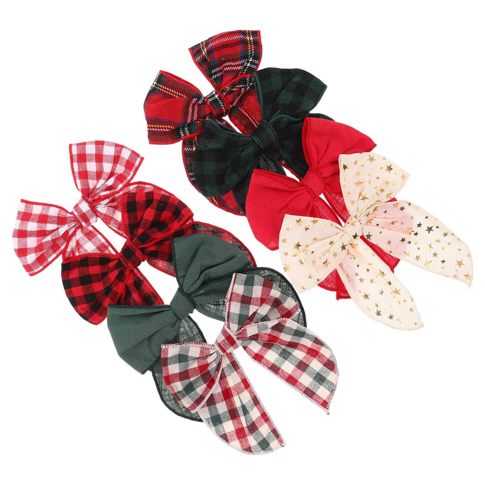 

Набор из 8 праздничных заколок для волос с клетчатыми бантами, милые новогодние заколки-бантики для праздничных вечеринок