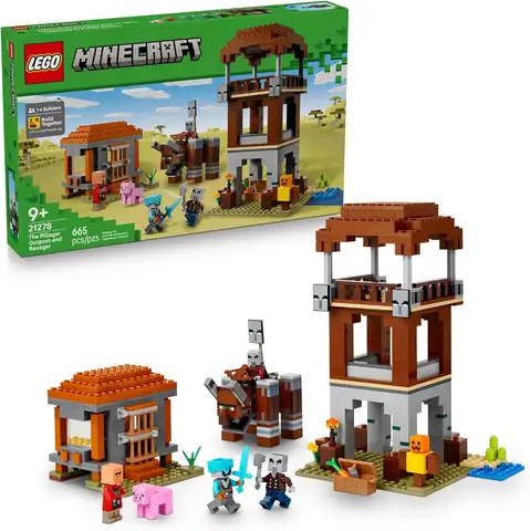 LEGO 21278 Minecraft Series: Predator Outpost and Predator Building Blocks Toy Creative Festival Gift