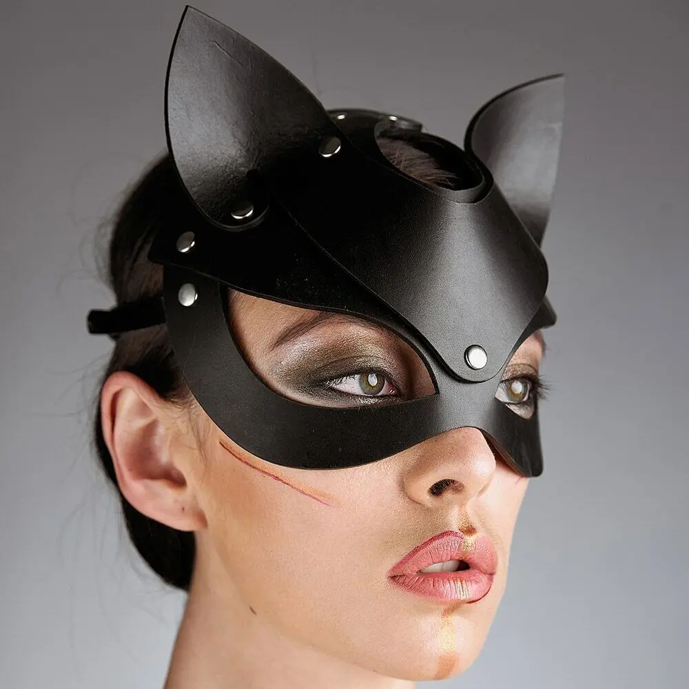 Women Sexy Catwoman Leather Mask Fetish Masquerade Roleplay Party Halloween Lady Mask