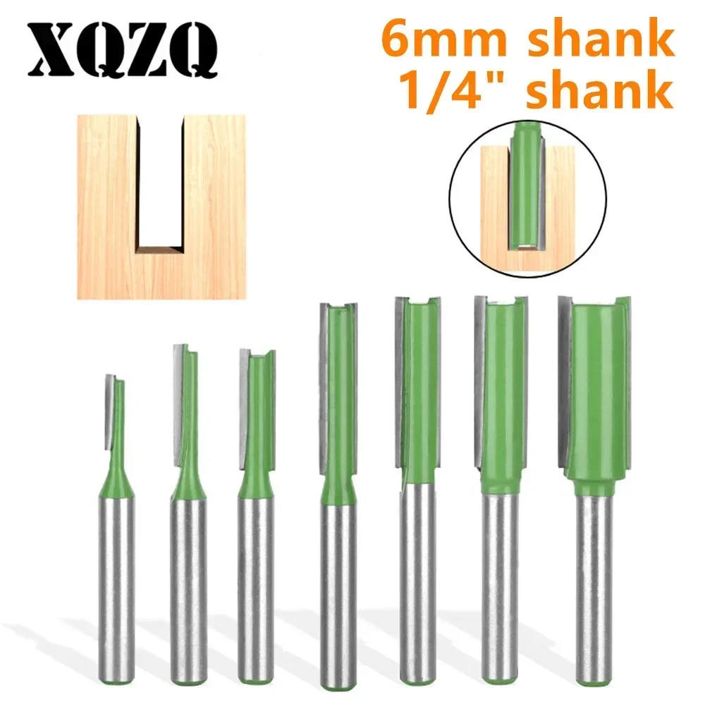 6mm 6.35mm Shank Wood Router Bit Tungsten Carbide End Mill Straight Shape Milling Cutter for Wood Woodworking Tools