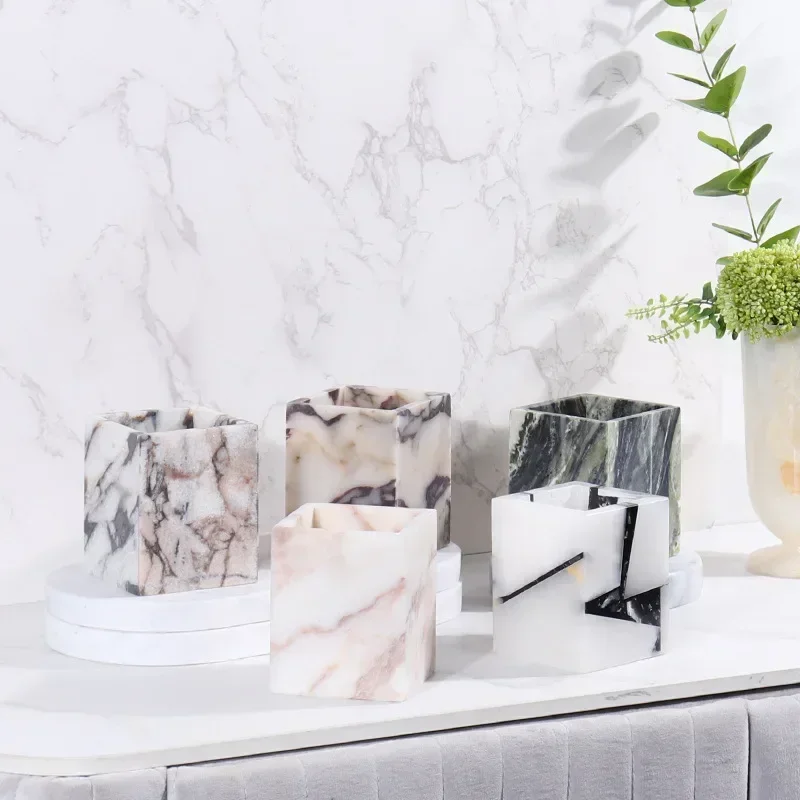 Natural Marble Stone Nordic Luxury INS Marble Aromatherapy Candle Cup Decoration Creative Home Room Decoration Candlestick