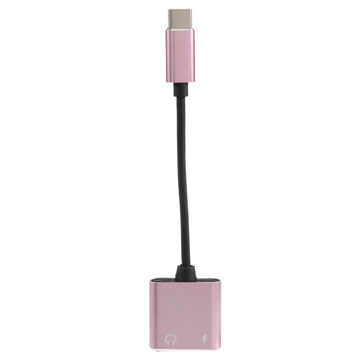 2 in1 Type-C to 3.5mm Headphone Jack Adaptor/Connector Charger, Earphone Aux Audio & Charge Adaptor Rose gold