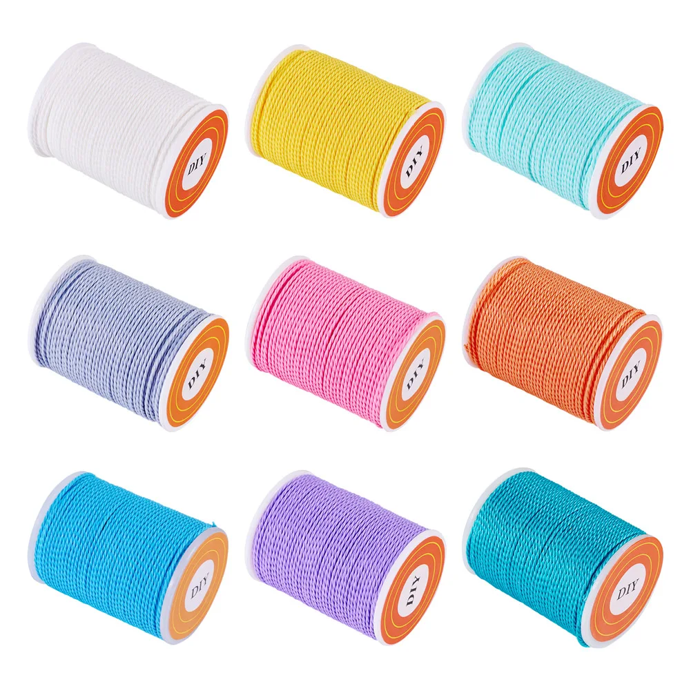 PandaHall 1mm Round Waxed Polyester Cord Taiwan Waxed Twisted Thread Mixed Color Stringing Material DIY Jewelry Rope 9 Rolls