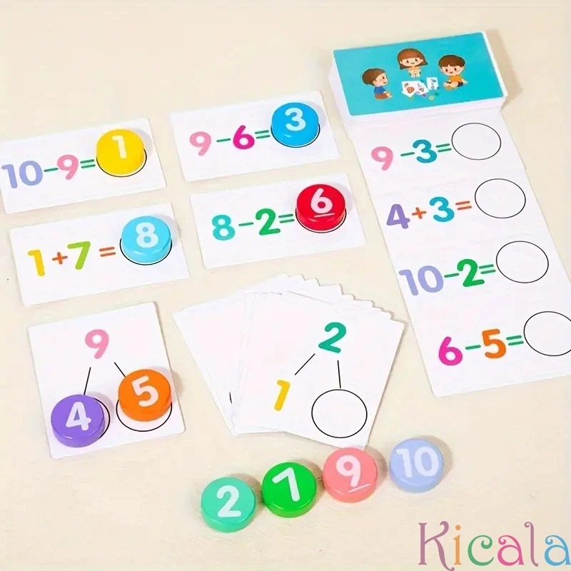 Cartes Flash de couleurs mélangées avec blocs de lecture en bois, carte d'opération numérique pour enfants d'âge préscolaire, activités d'apprentissage éducatif