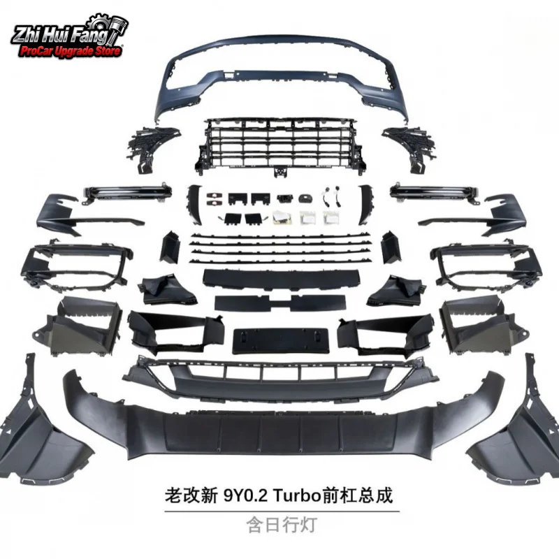 Suitable for 18-23 Cayenne 9Y0.1 Old to New 9Y0.2 Turbo Front Bumper Assembly Including Daytime Running Lights