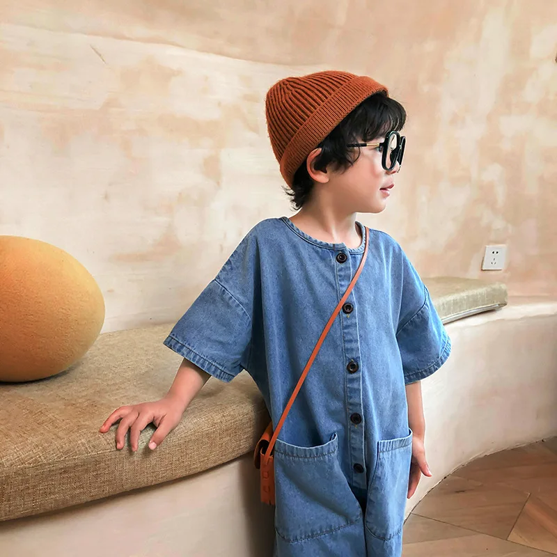 2022 Summe Baby Boys Girls Denim Overalls Kids Clothes Toddler Short Sleeve Pant Jumpsuit Romper Children Jeans Outfit 1-6Years